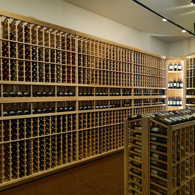 Wine bottles on wine racks