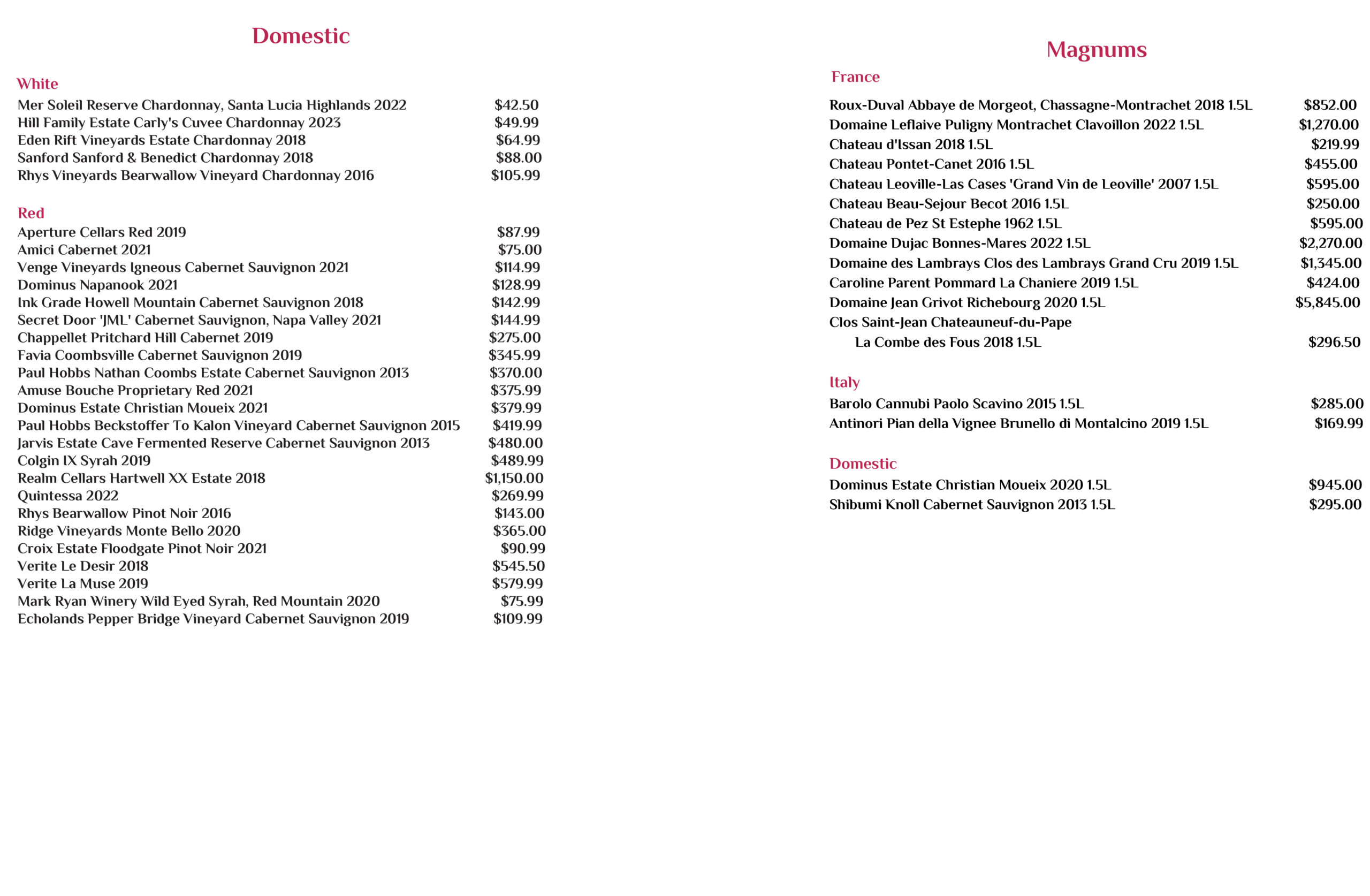 Page 3 - Wine Bar Menu - Tampa Florida