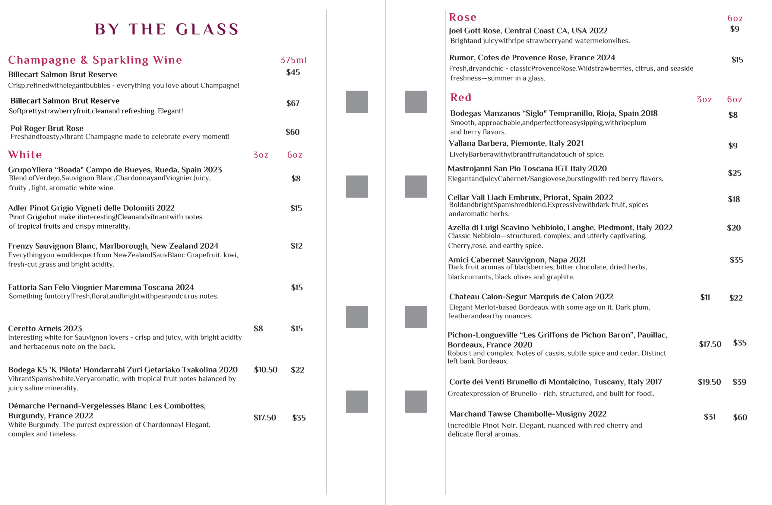 Page 3 - Wine Bar Menu - Tampa Florida