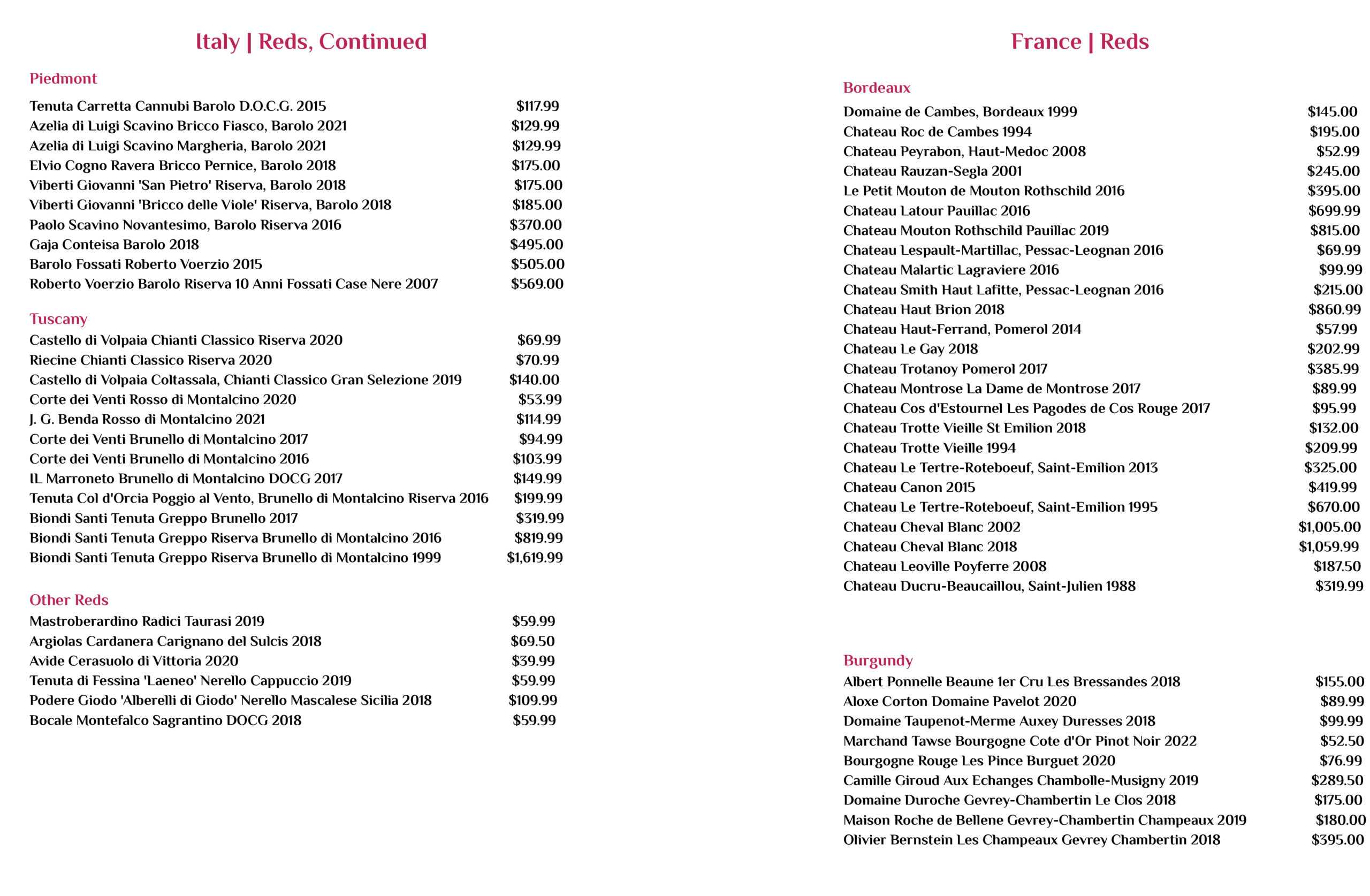 Page 3 - Wine Bar Menu - Tampa Florida