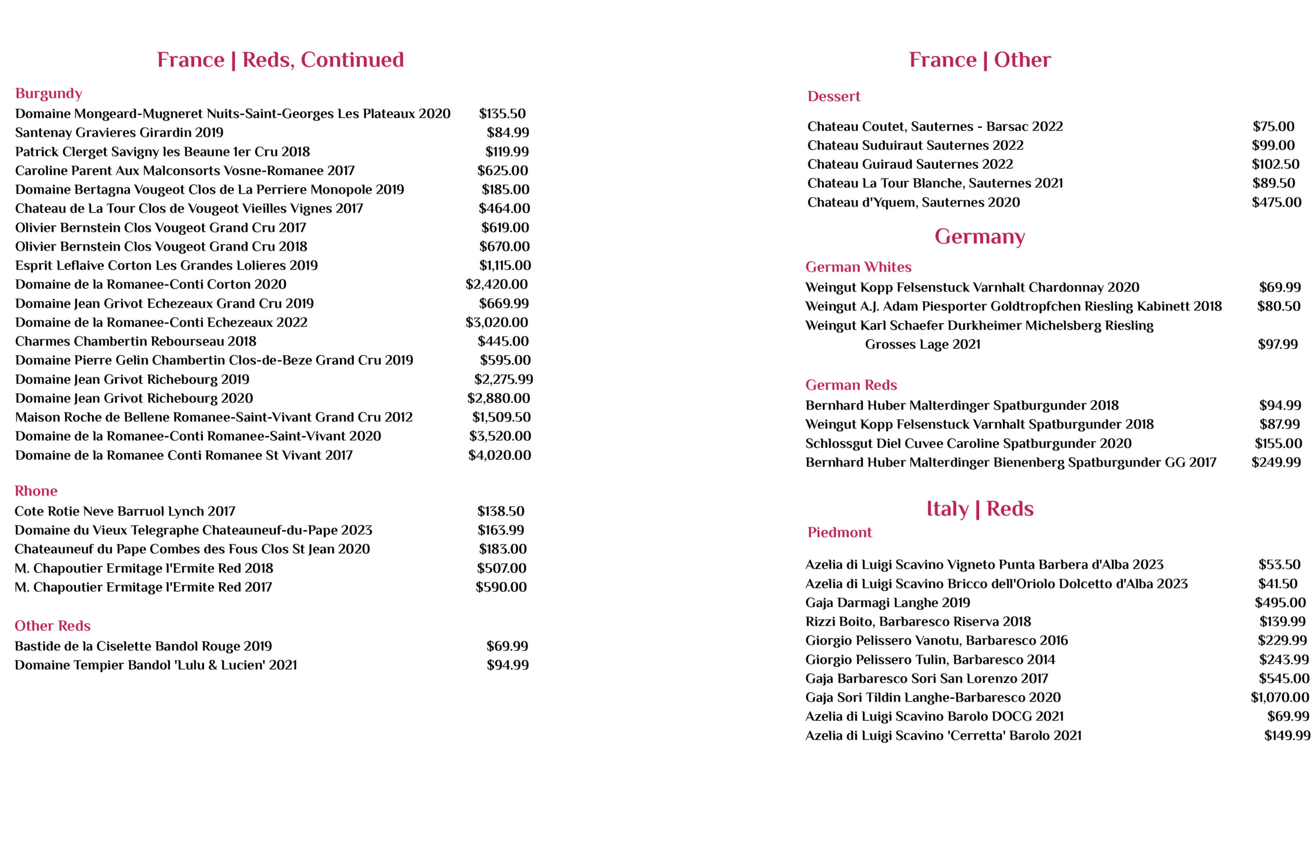 Page 3 - Wine Bar Menu - Tampa Florida