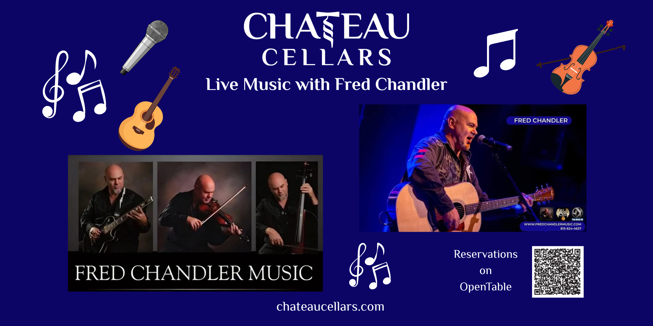 Live music with Fred Chandler (2160 x 1080 px) Piedmont Wine Dinner featuring wines of Cogno Winery